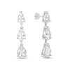 Thumbnail Image 3 of Pear-Shaped White Topaz Graduated Triple Drop Earrings in Sterling Silver