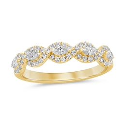 1/2 CT. T.W Marquise Diamond Twist Frame Five Stone Anniversary Band in 14K Gold