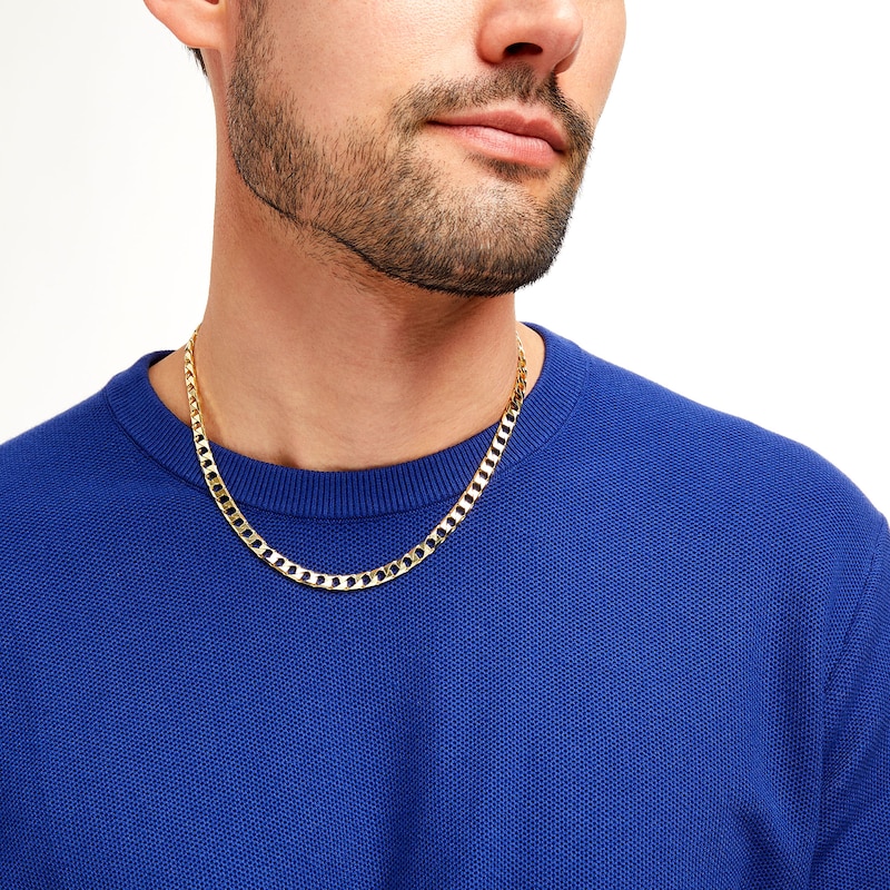 Main Image 2 of Men's 5.2mm Curb Chain Necklace in Solid 10K Gold - 18"