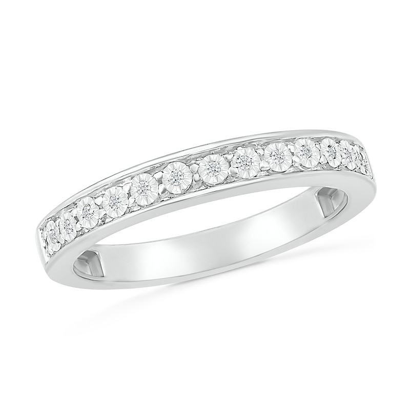 Main Image 4 of 1/6 CT. T.W. Multi-Diamond Frame Channel Bridal Set in Sterling Silver