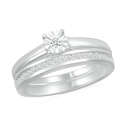 1/5 CT. T.W. Diamond Solitaire Bridal Set in Sterling Silver