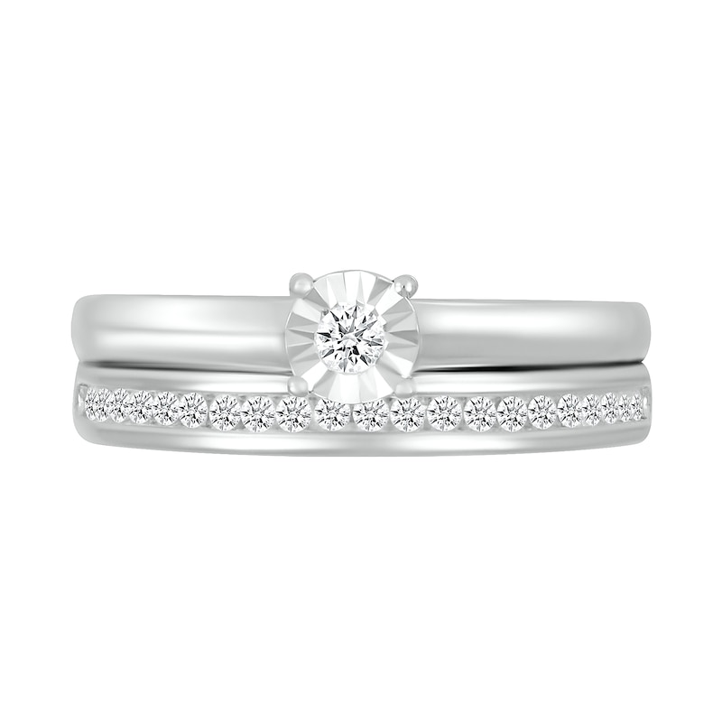 Main Image 3 of 1/5 CT. T.W. Diamond Solitaire Bridal Set in Sterling Silver