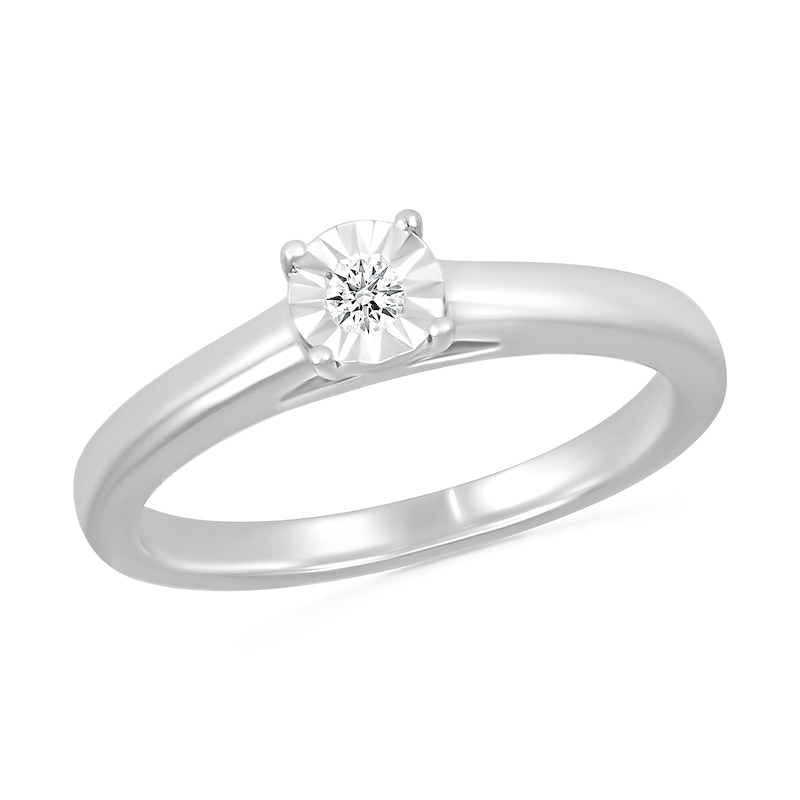 Main Image 4 of 1/5 CT. T.W. Diamond Solitaire Bridal Set in Sterling Silver