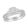 Thumbnail Image 0 of 1/5 CT. T.W. Cushion-Shaped Multi-Diamond Frame Double Collar Bridal Set in Sterling Silver