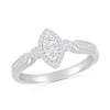 Thumbnail Image 4 of 1/3 CT. T.W. Marquise-Shaped Multi-Diamond Frame Tri-Sides Loop Shank Bridal Set in Sterling Silver