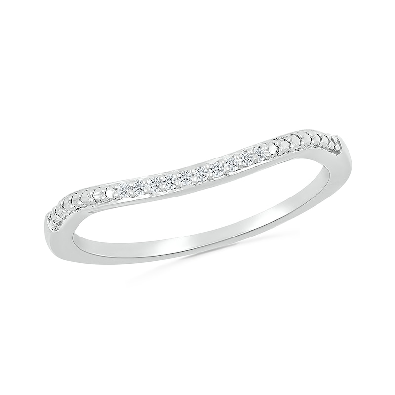 1/5 CT. T.W. Heart-Shaped Multi-Diamond Frame Tapered Shank Bridal Set in Sterling Silver