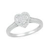 Thumbnail Image 4 of 1/4 CT. T.W. Heart-Shaped Multi-Diamond Frame Bridal Set in Sterling Silver