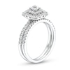 Thumbnail Image 3 of 1 CT. T.W. Diamond Double Row Cushion Frame Bridal Set in 14K White Gold (I/I2)