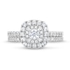 Thumbnail Image 4 of 1 CT. T.W. Diamond Double Row Cushion Frame Bridal Set in 14K White Gold (I/I2)