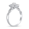 Thumbnail Image 3 of 1/2 CT. T.W. Emerald-Cut Diamond Double Frame Twist Shank Engagement Ring in 10K White Gold (I/I1)