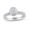 Thumbnail Image 1 of 1/2 CT. T.W. Oval Multi-Diamond Frame Bridal Set in Sterling Silver