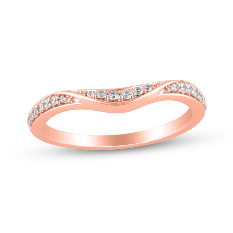 Main Image 1 of 1/6 CT. T.W. Diamond Twist Contour Band in 10K Rose Gold