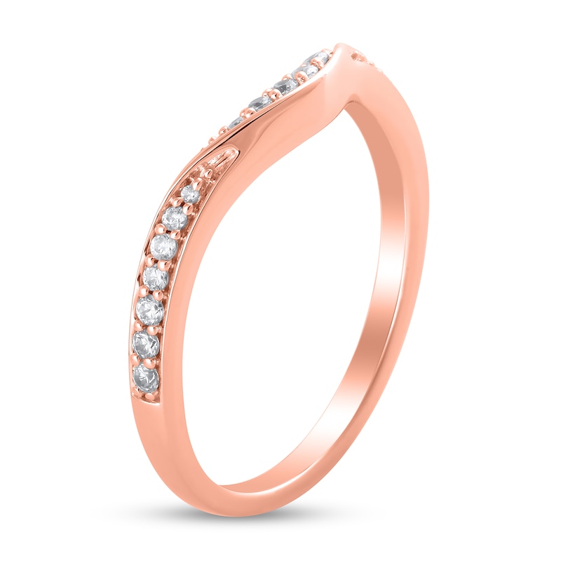 Main Image 3 of 1/6 CT. T.W. Diamond Twist Contour Band in 10K Rose Gold