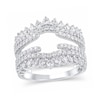 Thumbnail Image 1 of 1-1/2 CT. T.W. Diamond Triple Row Crown Contour Cathedral Solitaire Enhancer in 14K White Gold