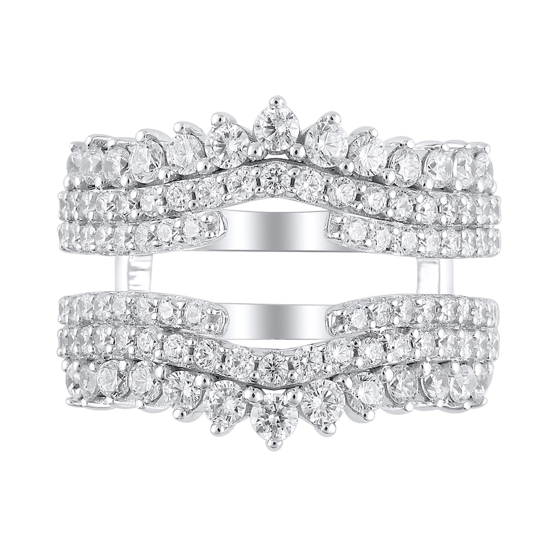 Main Image 2 of 1-1/2 CT. T.W. Diamond Triple Row Crown Contour Cathedral Solitaire Enhancer in 14K White Gold