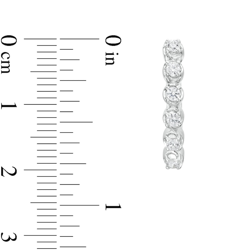 Main Image 3 of 1/2 CT. T.W. Diamond Six Stone Hoop Earrings in Sterling Silver