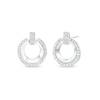 Thumbnail Image 1 of 1/3 CT. T.W. Diamond Circle Doorknocker Drop Earrings in Sterling Silver