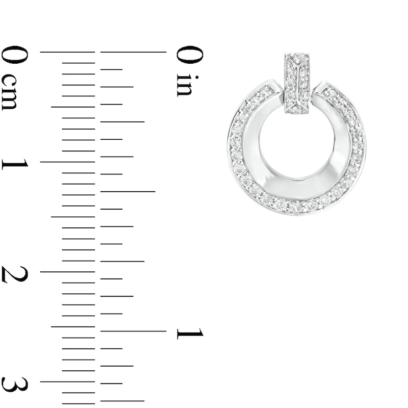 Main Image 3 of 1/3 CT. T.W. Diamond Circle Doorknocker Drop Earrings in Sterling Silver