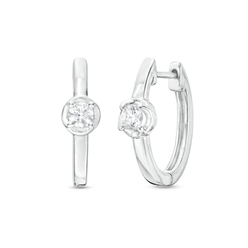 Main Image 1 of 1/4 CT. T.W. Diamond Solitaire Hoop Earrings in Sterling Silver