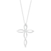 Thumbnail Image 1 of 1/6 CT. T.W. Diamond Twist Ribbon Cross Pendant in Sterling Silver