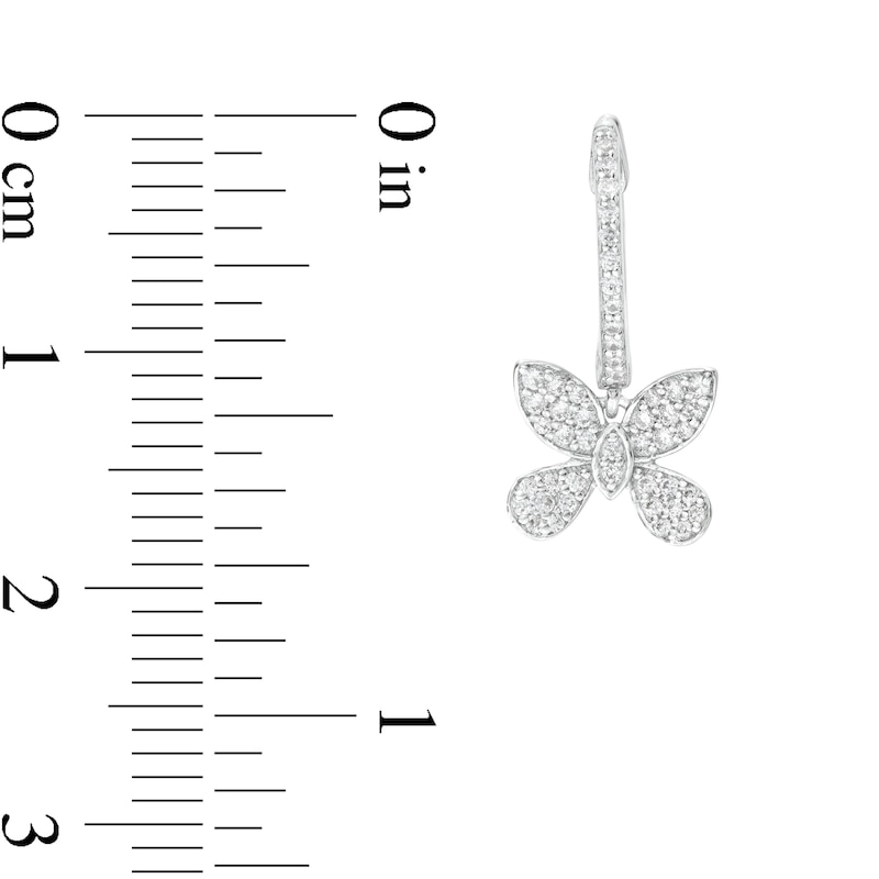 Main Image 3 of 1/3 CT. T.W. Diamond Butterfly Drop Earrings in Sterling Silver