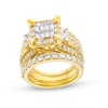 Thumbnail Image 1 of 4 CT. T.W. Quad Princess-Cut Diamond Frame Tiered Three Piece Bridal Set in 14K Gold