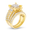 Thumbnail Image 3 of 4 CT. T.W. Quad Princess-Cut Diamond Frame Tiered Three Piece Bridal Set in 14K Gold