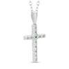 Thumbnail Image 2 of Emerald and 1/4 CT. T.W. Diamond Cross Pendant in Sterling Silver