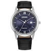 Thumbnail Image 1 of Men’s Citizen Eco-Drive® Classic Black Leather Strap Watch with Blue Dial (Model: AW1780-09L)