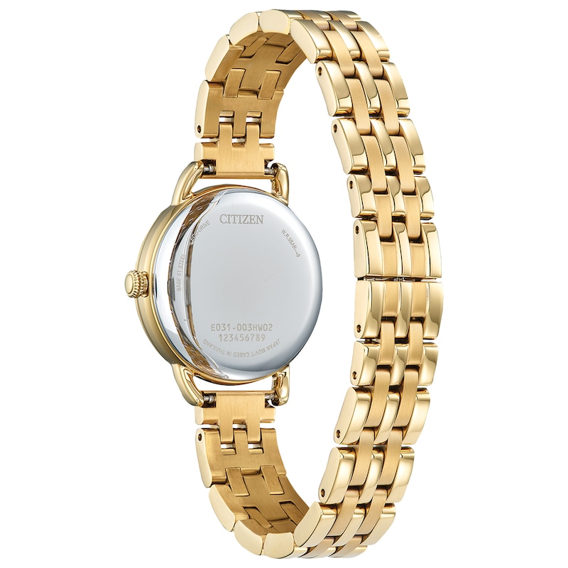 Main Image 2 of Ladies’ Citizen Eco-Drive® Classic Gold-Tone IP Watch with Silver-Tone Dial (Model: EM1052-51A)