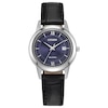 Thumbnail Image 1 of Ladies’ Citizen Eco-Drive® Classic Black Leather Strap Watch with Blue Dial (Model: FE1087-01L)