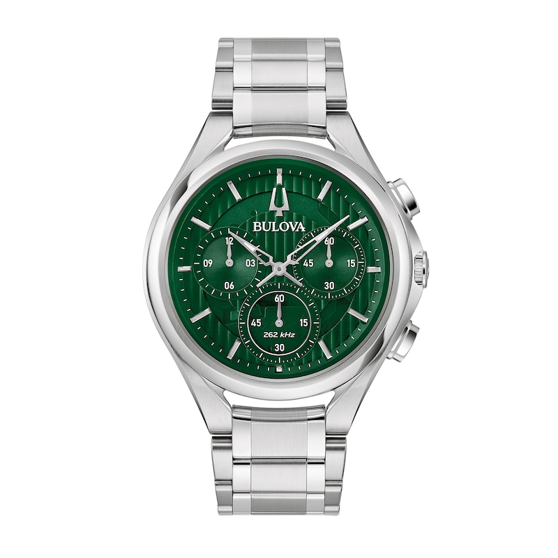 Men's Bulova CURV Chronograph Watch with Green Dial (Model: 96A297)