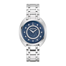 Ladies' Bulova Duality 1/8 CT. T.W. Diamond Interchangeable Bands Watch with Blue Dial (Model: 96X160)