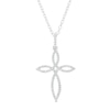 Thumbnail Image 1 of 1/4 CT. T.W. Diamond Pointed Loop Cross Drop Pendant in Sterling Silver