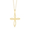 Thumbnail Image 2 of 1/4 CT. T.W. Diamond Pointed Loop Cross Drop Pendant in Sterling Silver with 14K Gold Plate