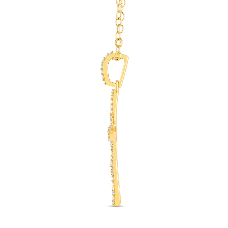 Main Image 3 of 1/4 CT. T.W. Diamond Pointed Loop Cross Drop Pendant in Sterling Silver with 14K Gold Plate