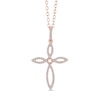 Thumbnail Image 1 of 1/4 CT. T.W. Diamond Pointed Loop Cross Drop Pendant in Sterling Silver with 14K Rose Gold Plate