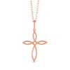 Thumbnail Image 2 of 1/4 CT. T.W. Diamond Pointed Loop Cross Drop Pendant in Sterling Silver with 14K Rose Gold Plate