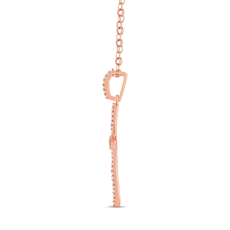 Main Image 3 of 1/4 CT. T.W. Diamond Pointed Loop Cross Drop Pendant in Sterling Silver with 14K Rose Gold Plate