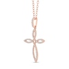 Thumbnail Image 4 of 1/4 CT. T.W. Diamond Pointed Loop Cross Drop Pendant in Sterling Silver with 14K Rose Gold Plate