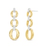 Thumbnail Image 1 of 1/10 CT. T.W. Diamond Oval Link Graduated Triple Drop Earrings in 10K Two-Tone Gold