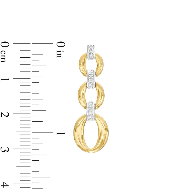 Main Image 3 of 1/10 CT. T.W. Diamond Oval Link Graduated Triple Drop Earrings in 10K Two-Tone Gold