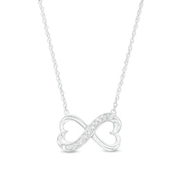 1/10 CT. T.W. Diamond Heart-Shaped Infinity Loop Necklace in Sterling Silver
