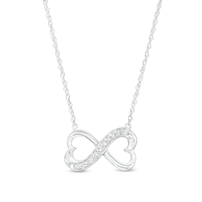 Main Image 1 of 1/10 CT. T.W. Diamond Heart-Shaped Infinity Loop Necklace in Sterling Silver