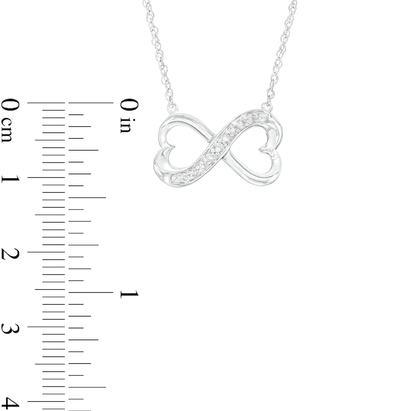 Main Image 3 of 1/10 CT. T.W. Diamond Heart-Shaped Infinity Loop Necklace in Sterling Silver