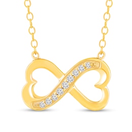 1/10 CT. T.W. Diamond Heart-Shaped Infinity Loop Necklace in Sterling Silver with 14K Gold Plate