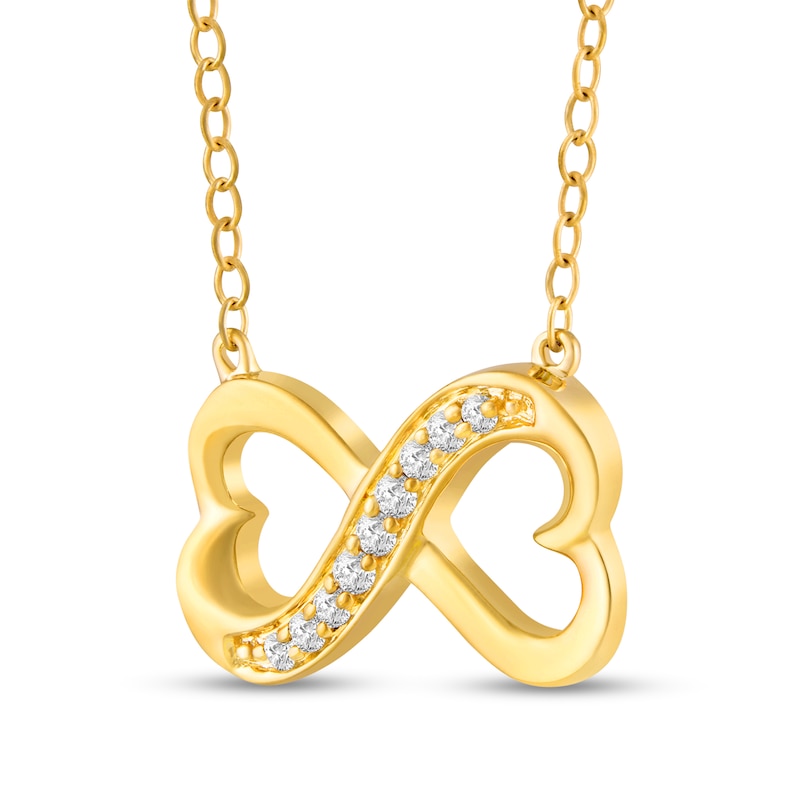 Main Image 4 of 1/10 CT. T.W. Diamond Heart-Shaped Infinity Loop Necklace in Sterling Silver with 14K Gold Plate