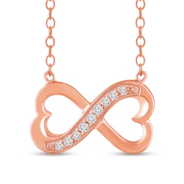 1/10 CT. T.W. Diamond Heart-Shaped Infinity Loop Necklace in Sterling Silver with 14K Rose Gold Plate