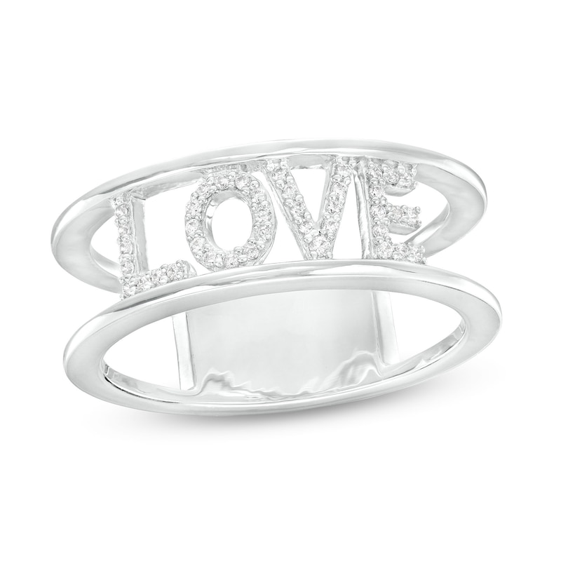 Main Image 1 of 1/8 CT. T.W. Diamond &quot;LOVE&quot; Open Shank Ring in Sterling Silver