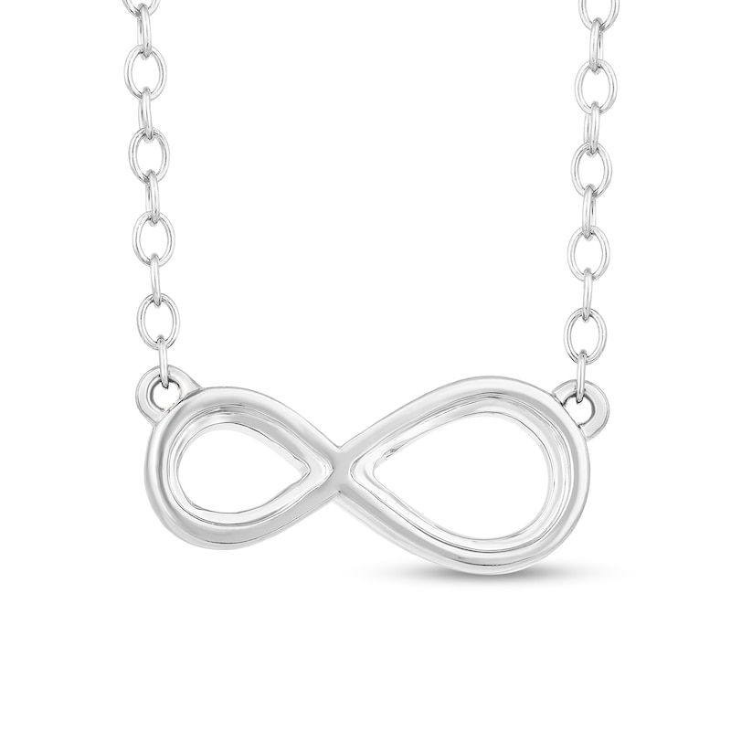 Main Image 3 of 1/20 CT. T.W. Diamond Infinity Loop Necklace in Sterling Silver